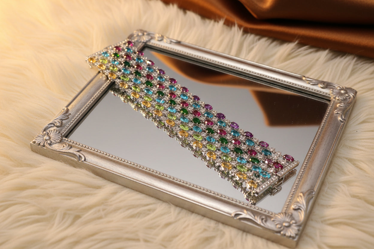 Luxury Multicolor Gemstone Bracelet – Timeless Elegance