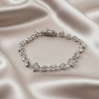 Elegant Bracelet with Mixed-Cut Clear Gemstones