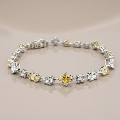Elegant Bracelet with Mixed-Cut Clear Gemstones