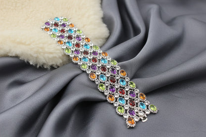 Luxury Multicolor Gemstone Bracelet – Timeless Elegance