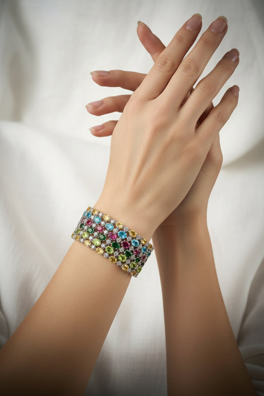 Luxury Multicolor Gemstone Bracelet – Timeless Elegance