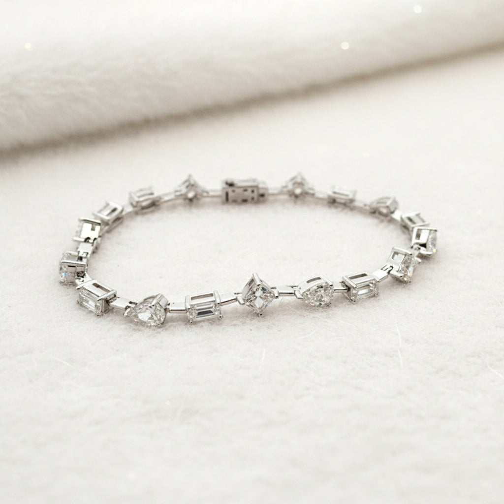 Elegant Bracelet with Mixed-Cut Clear Gemstones