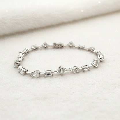 Elegant Bracelet with Mixed-Cut Clear Gemstones