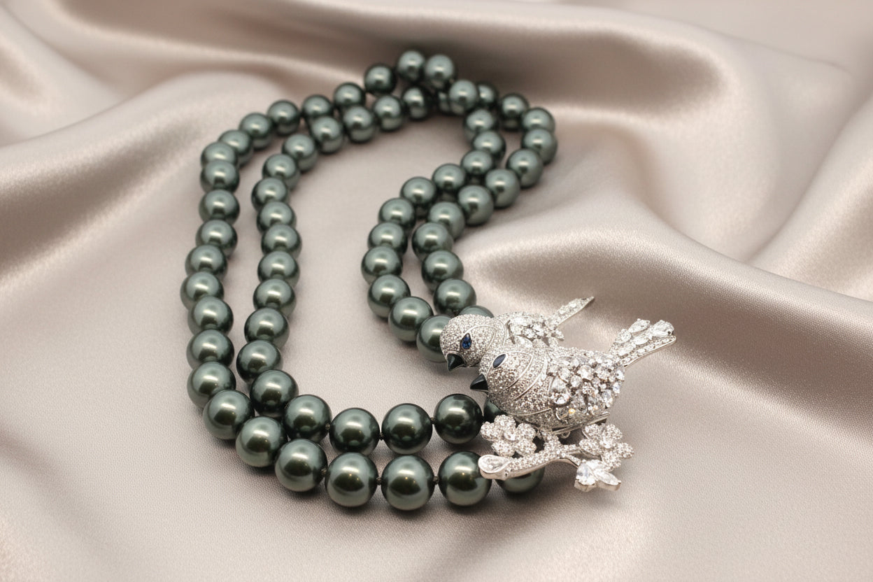 Twin Birds Luxe Pearl Statement Necklace