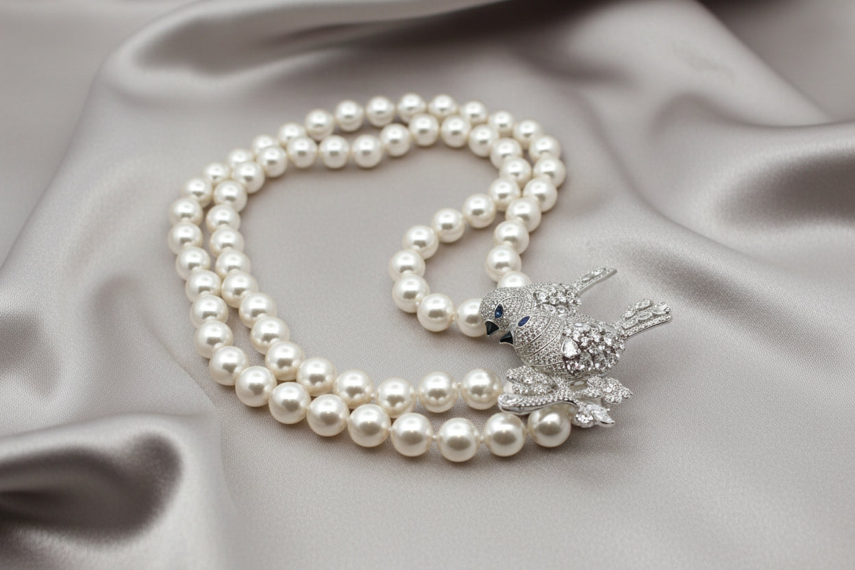Twin Birds Luxe Pearl Statement Necklace