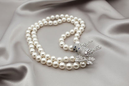 Twin Birds Luxe Pearl Statement Necklace