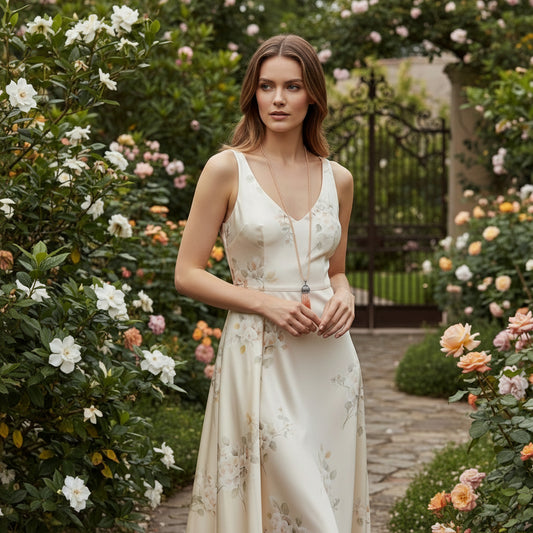Peach Beaded Tassel Necklace