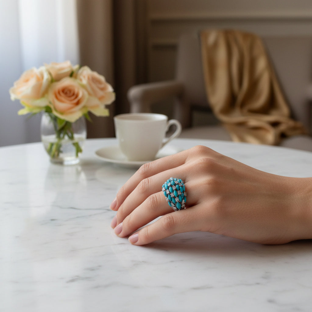 Turquoise Cascade Ring